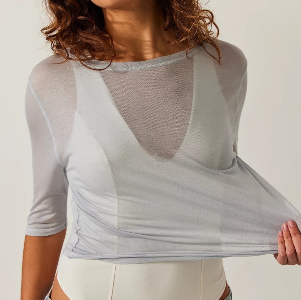 Free People Cropped Sheer Layering Top